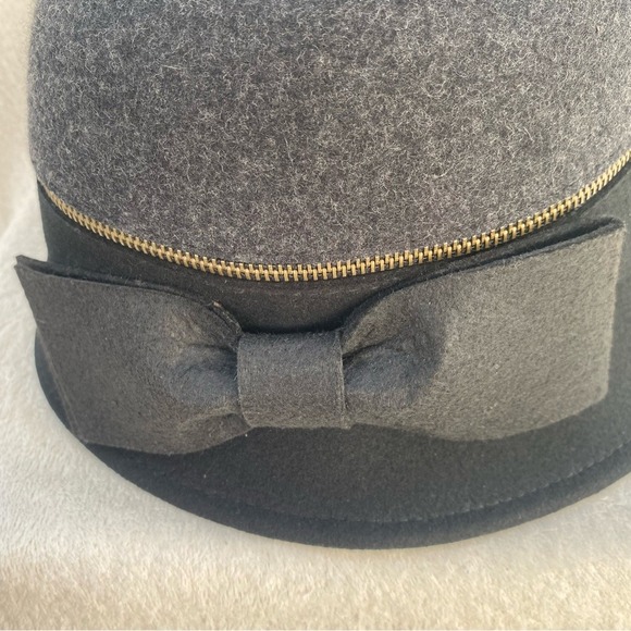 Callanan Cloche Hat Zipper Bow‎ 100% Wool felt, Womens OS Black Grey main image 5